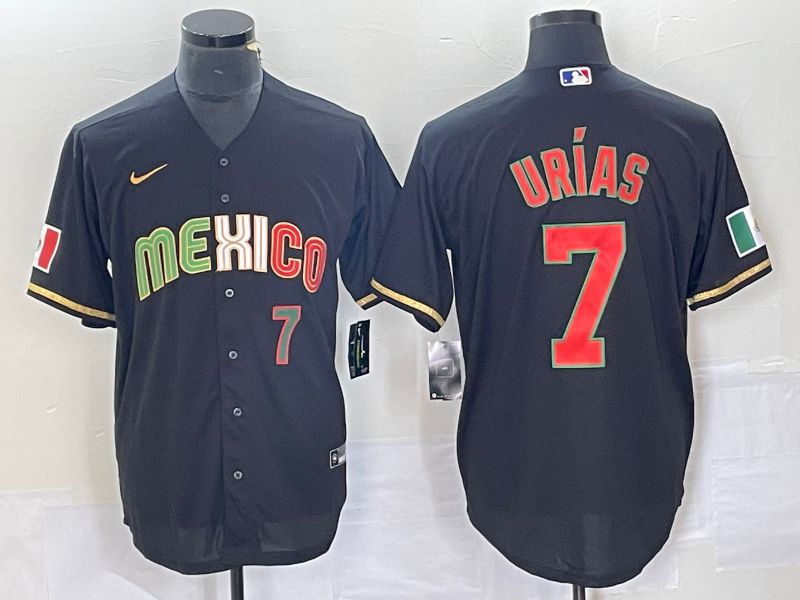 Men 2023 World Cub Mexico #7 Urias Black Nike MLB Jersey style 91838